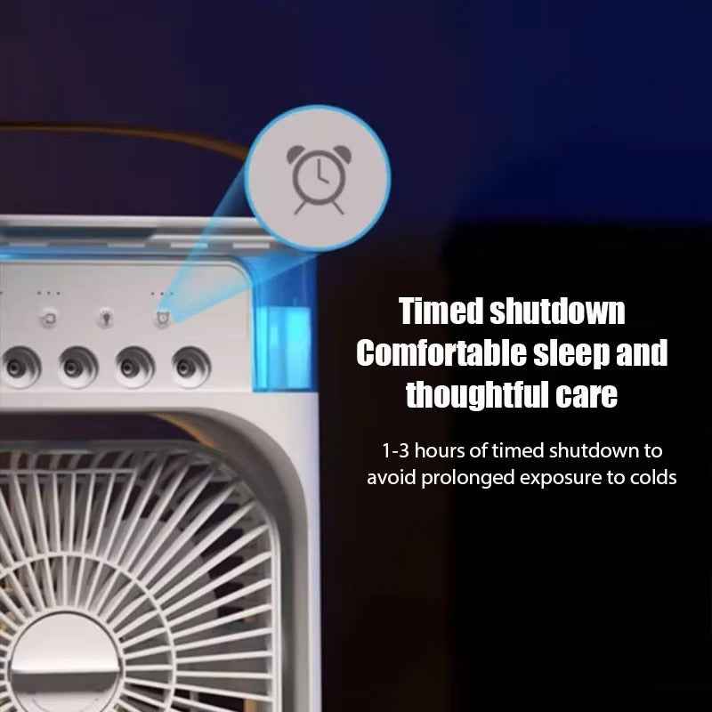 3 In 1 Fan Air Conditioner Household Water Mist USB Fan Small Air Cooler LED Night Light Portable Humidifier Air Adjustment Fan