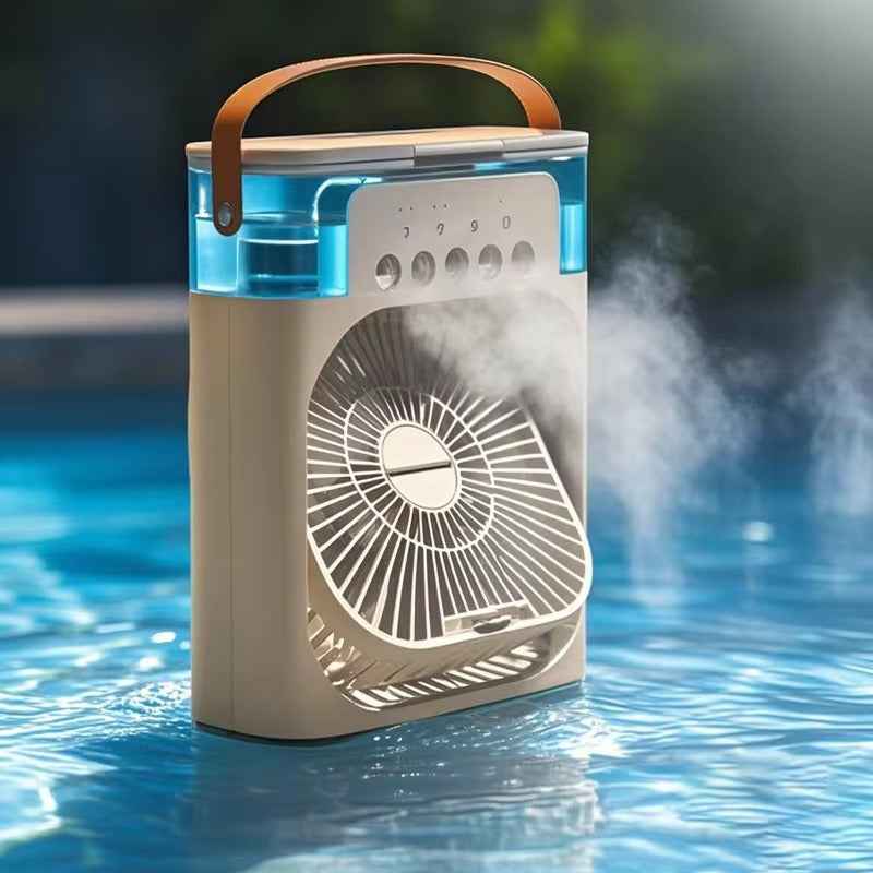 3 In 1 Fan Air Conditioner Household Water Mist USB Fan Small Air Cooler LED Night Light Portable Humidifier Air Adjustment Fan